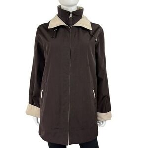 Nautica Hooded City to Trail Timeless and Classic Lined Brown Jacket Women Large